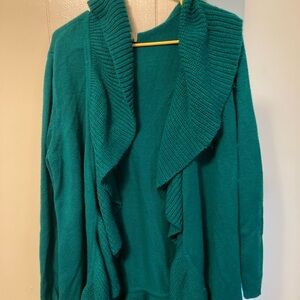 Miss Tina Turquoise Ruffle Cardigan